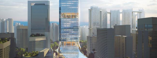 Sustainable office tower in Singapore design (Image courtesy of NBBJ)
