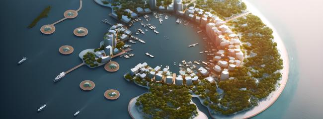 Floating city rendering (Courtesy of Luca Curci Architects + Tim Fu Design)