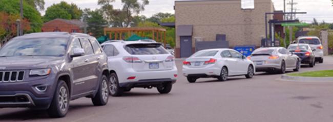 Cars in drive-thru line