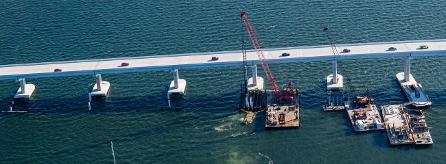 The new bridges on NASA Causeway in Florida will be able to bear more weight, allowing for ease in transporting spaceflight components to the space agency. (Image courtesy of Aerial Innovations)