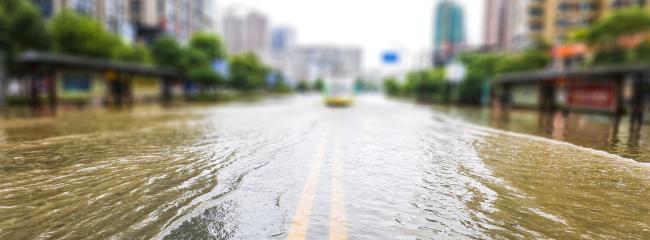 Flooding city street