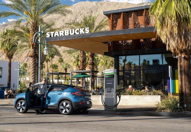 Starbucks, Volvo electric vehicle charging pilot network