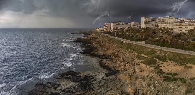 Coastal community during storm